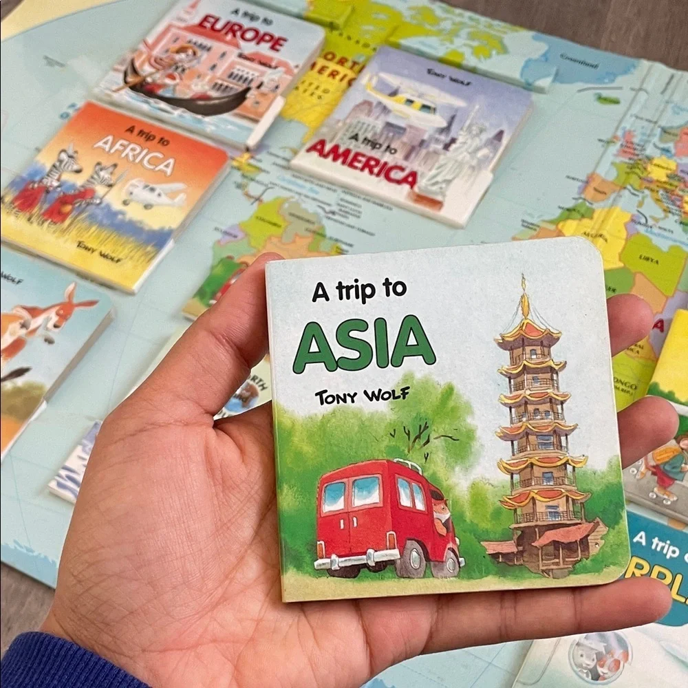 Vintage Travel around the world kids Suitcase book